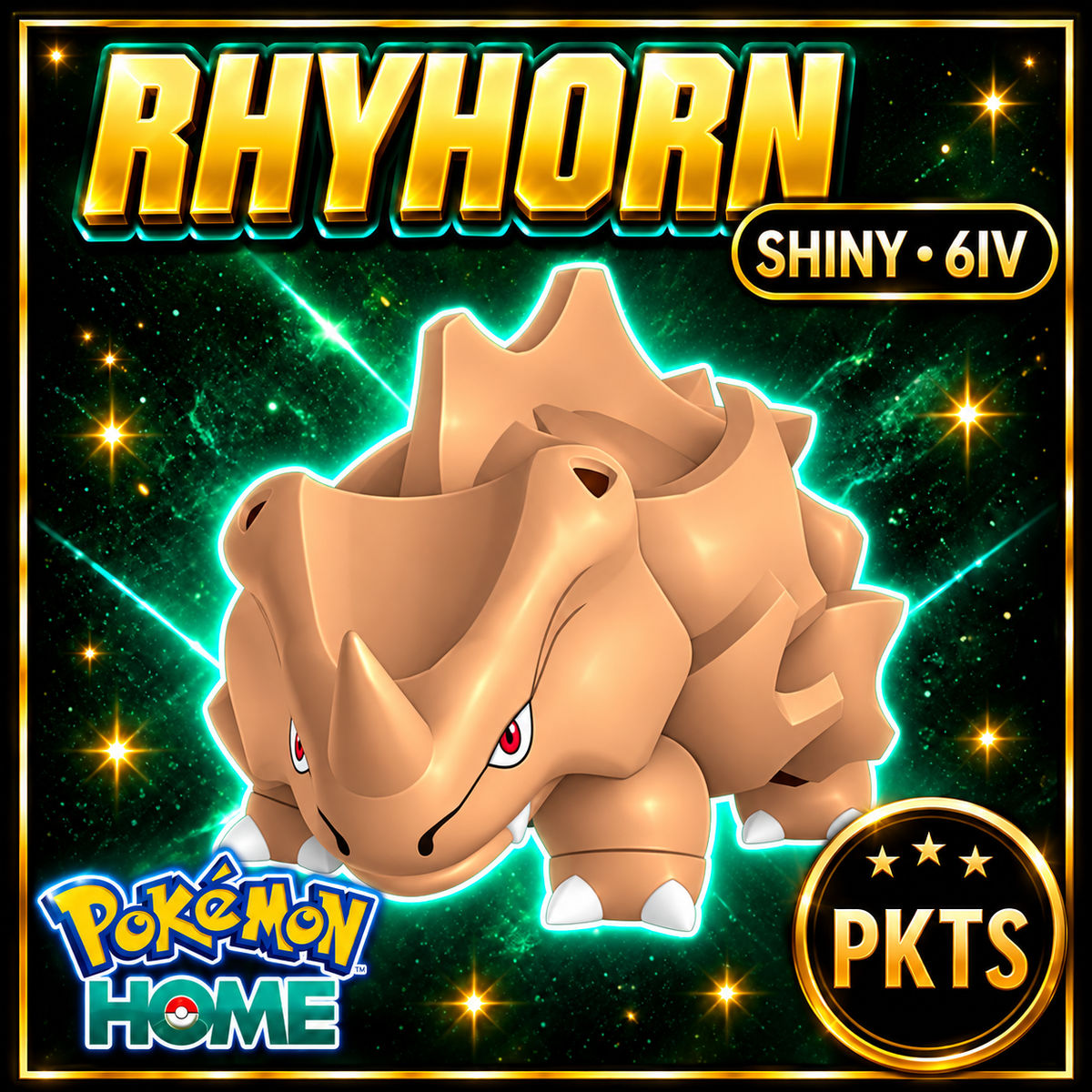 Shiny Rhyhorn Pokémon HOME 6IV Competitive Battle Ready - Image 1