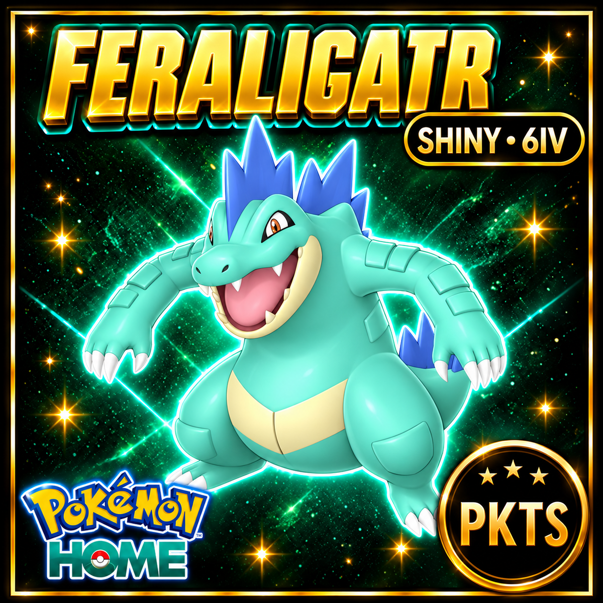 Shiny Feraligatr Pokémon HOME 6IV Competitive Battle Ready - Image 1