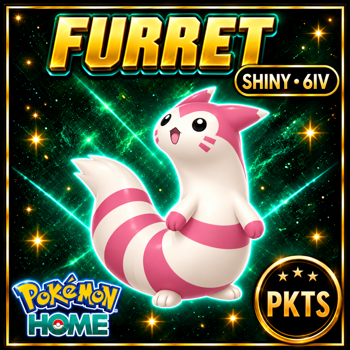 Shiny Furret Pokémon HOME 6IV Competitive Battle Ready - Image 1