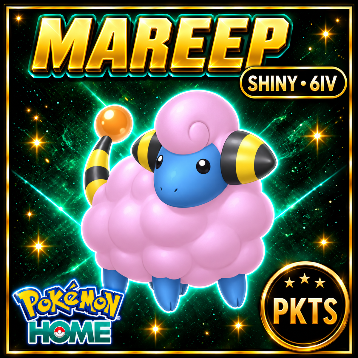 Shiny Mareep Pokémon HOME 6IV Competitive Battle Ready - Image 1