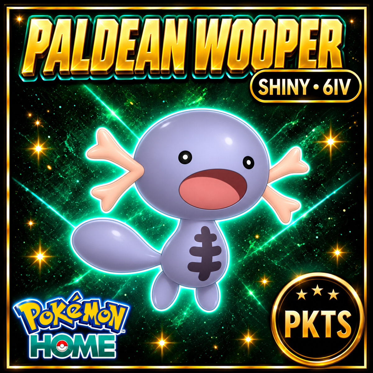 Shiny Paldean Wooper Pokémon HOME 6IV Competitive Battle Ready - Image 1