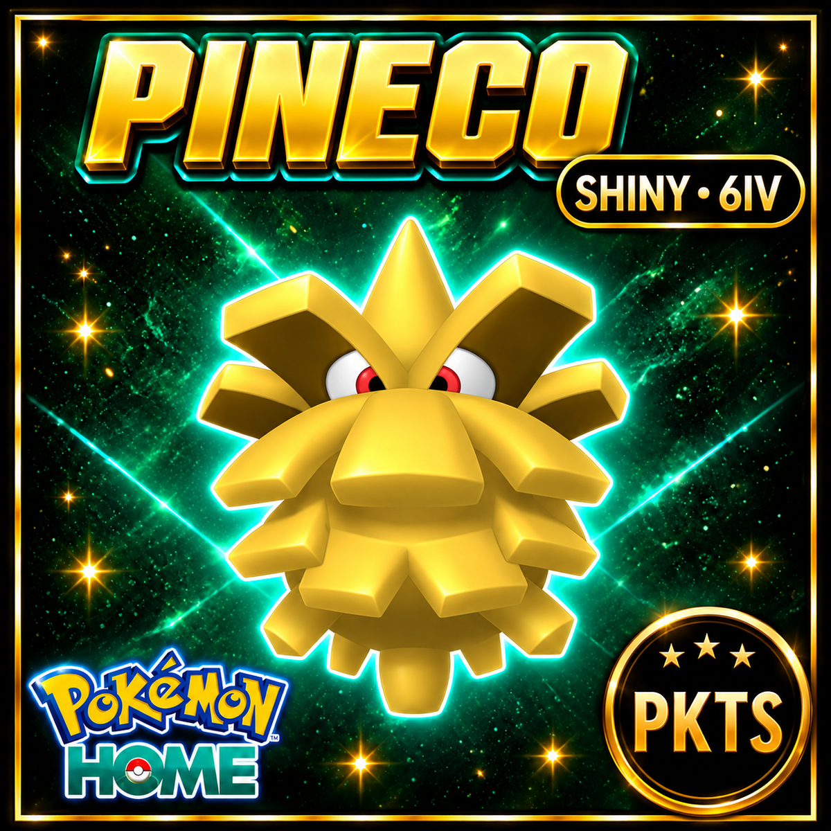 Shiny Pineco Pokémon HOME 6IV Competitive Battle Ready - Image 1