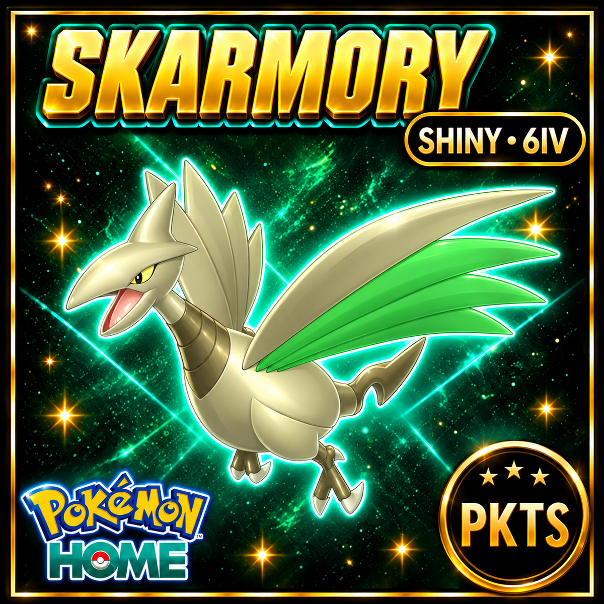 Shiny Skarmory Pokémon HOME 6IV Competitive Battle Ready - Image 1