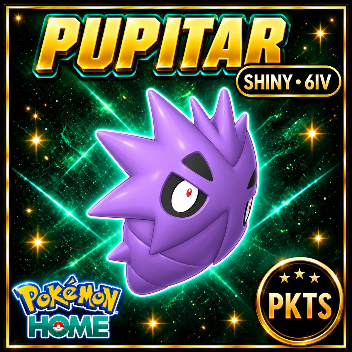 Shiny Pupitar Pokémon HOME 6IV Competitive Battle Ready - Image 1