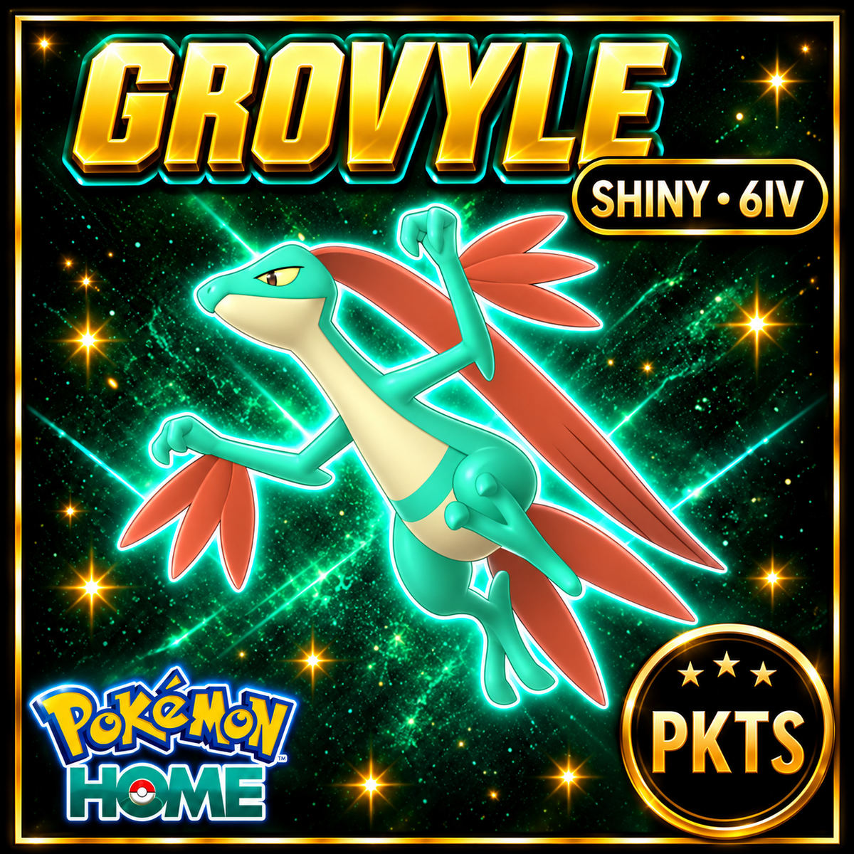 Shiny Grovyle Pokémon HOME 6IV Competitive Battle Ready - Image 1