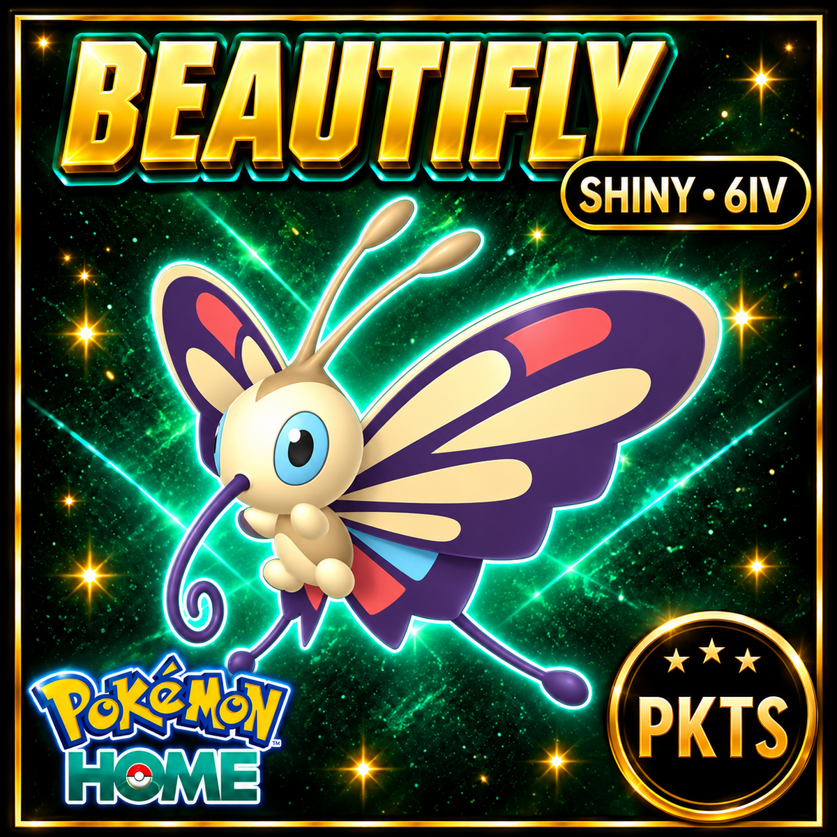 Shiny Beautifly Pokémon HOME 6IV Competitive Battle Ready - Image 1