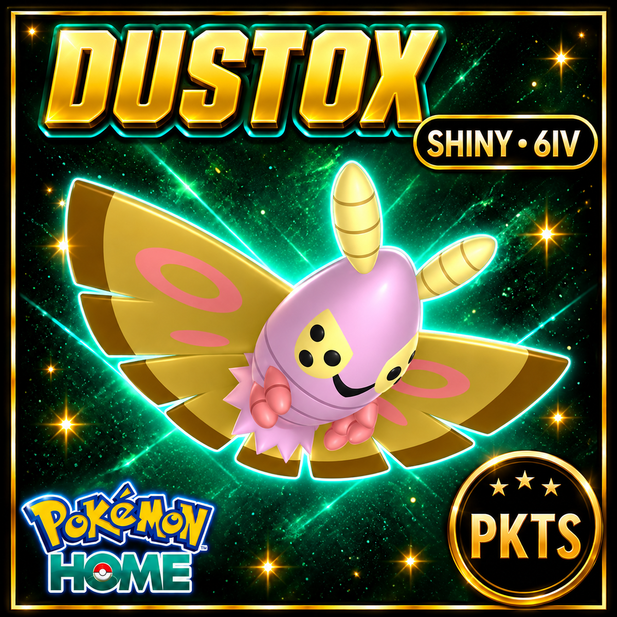 Shiny Dustox Pokémon HOME 6IV Competitive Battle Ready - Image 1