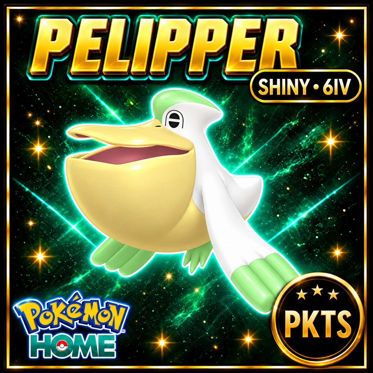 Shiny Pelipper Pokémon HOME 6IV Competitive Battle Ready - Image 1