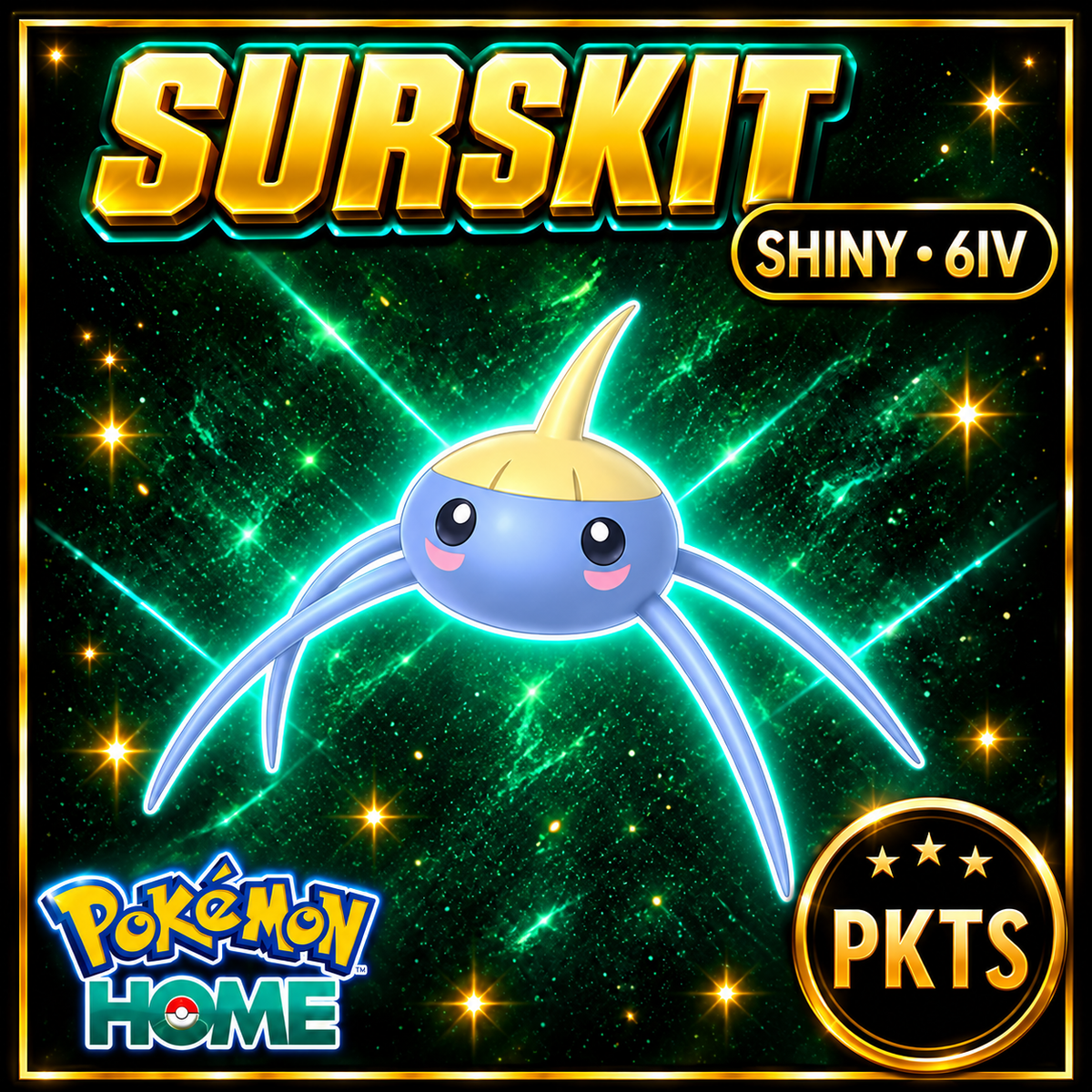 Shiny Surskit Pokémon HOME 6IV Competitive Battle Ready - Image 1