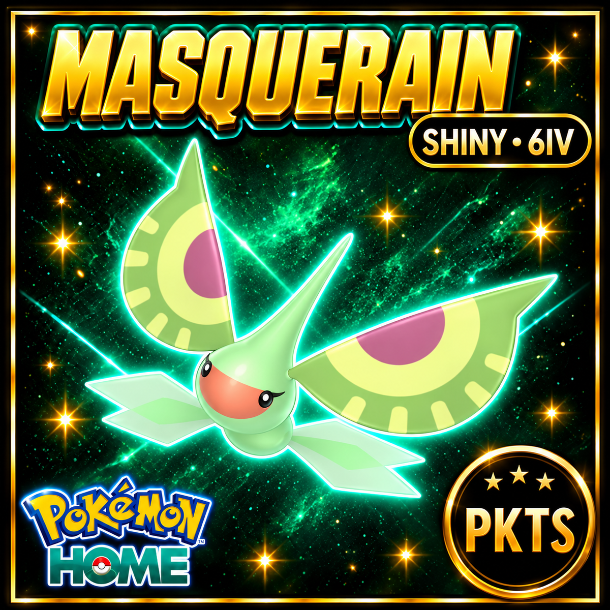 Shiny Masquerain Pokémon HOME 6IV Competitive Battle Ready - Image 1