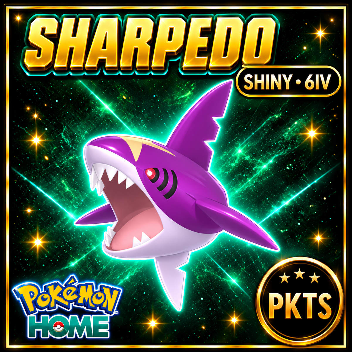 Shiny Sharpedo Pokémon HOME 6IV Competitive Battle Ready - Image 1