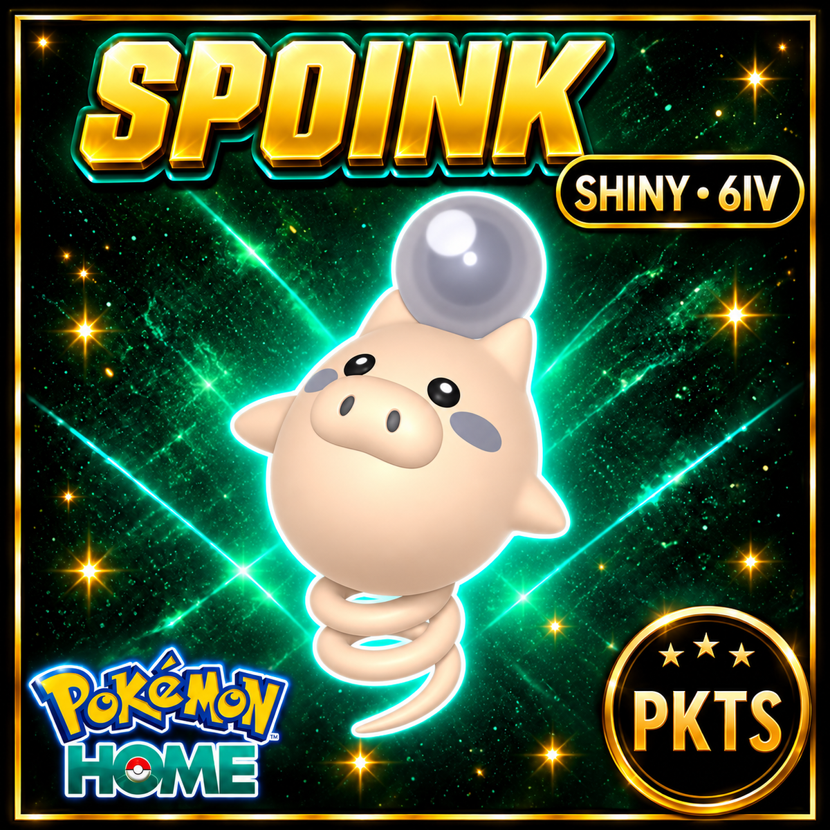Shiny Spoink Pokémon HOME 6IV Competitive Battle Ready - Image 1
