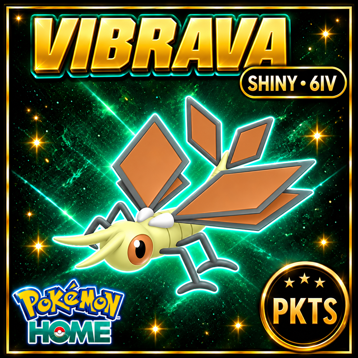 Shiny Vibrava Pokémon HOME 6IV Competitive Battle Ready - Image 1