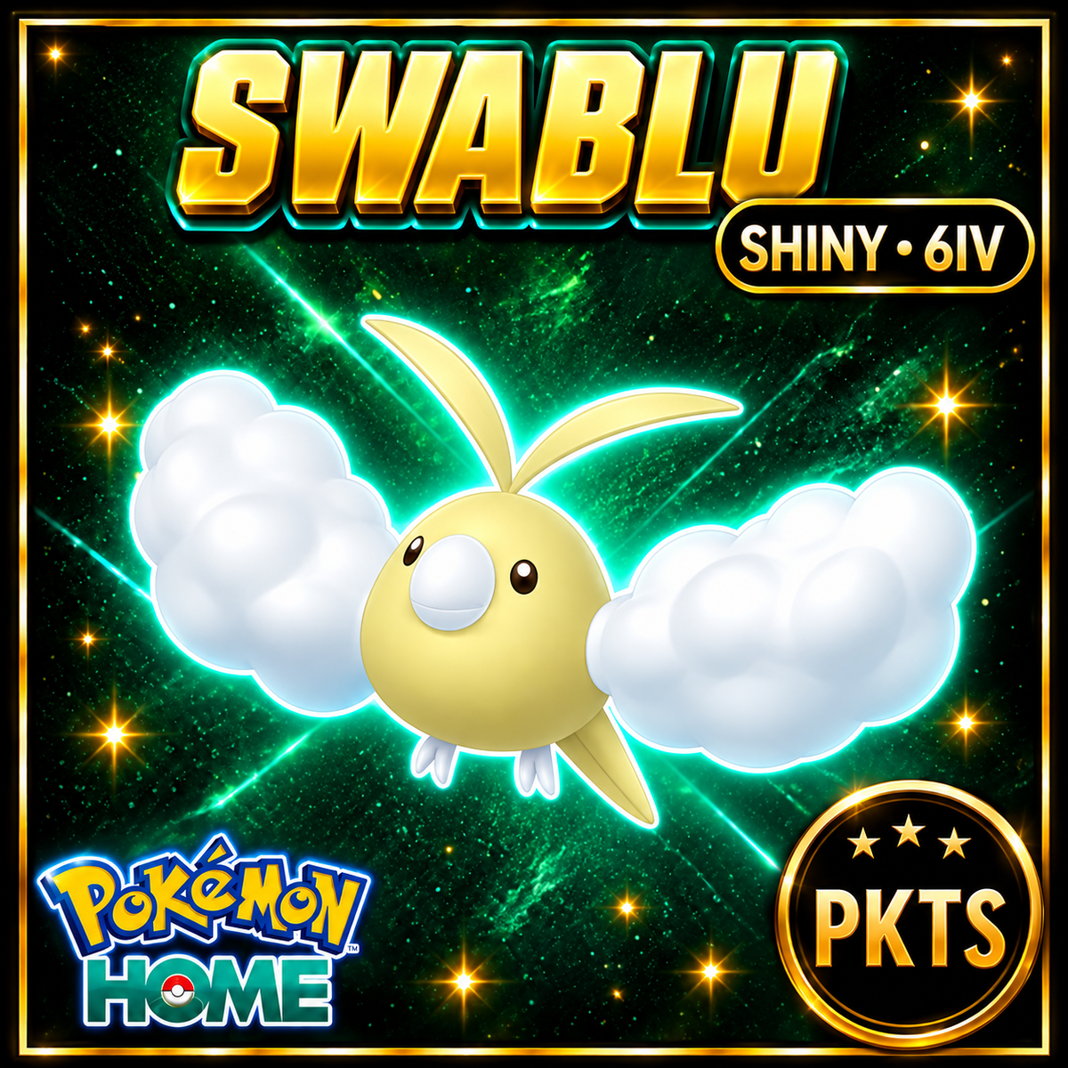 Shiny Swablu Pokémon HOME 6IV Competitive Battle Ready - Image 1