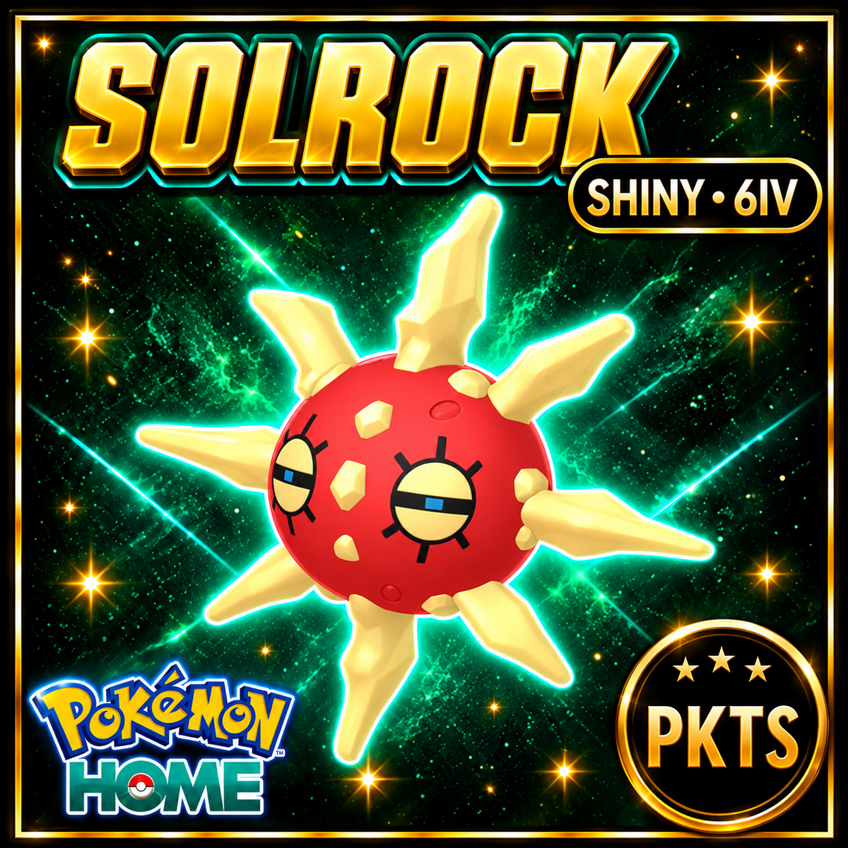 Shiny Solrock Pokémon HOME 6IV Competitive Battle Ready - Image 1