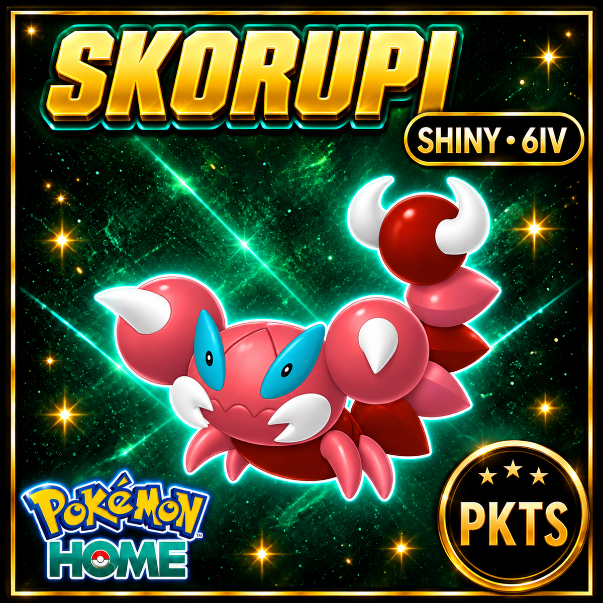 Shiny Skorupi Pokémon HOME 6IV Competitive Battle Ready - Image 1