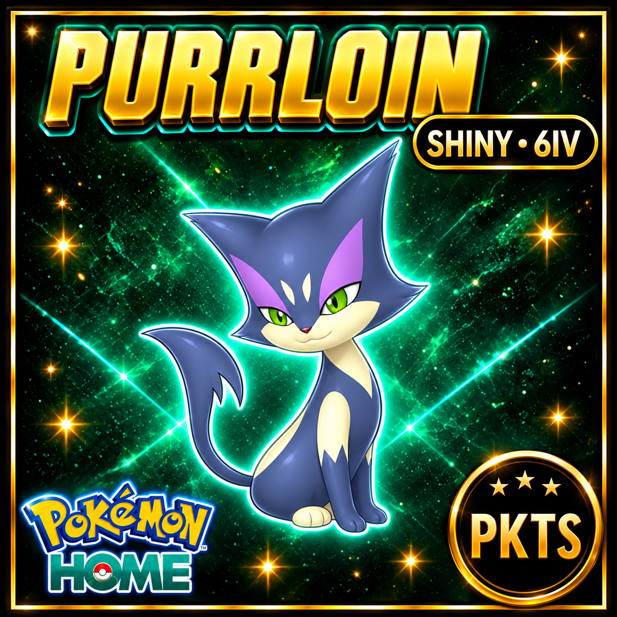 Shiny Purrloin Pokémon HOME 6IV Competitive Battle Ready - Image 1