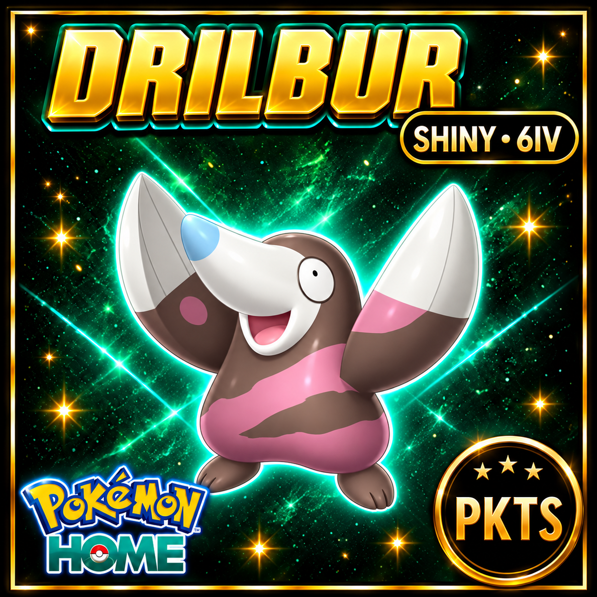 Shiny Drilbur Pokémon HOME 6IV Competitive Battle Ready - Image 1