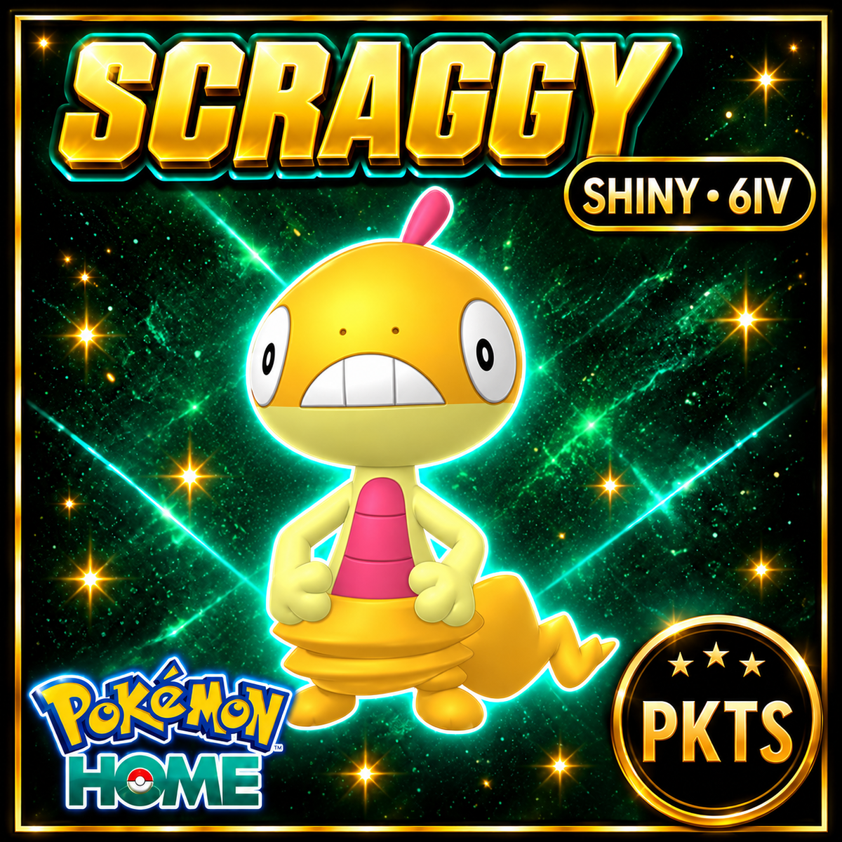 Shiny Scraggy Pokémon HOME 6IV Competitive Battle Ready - Image 1