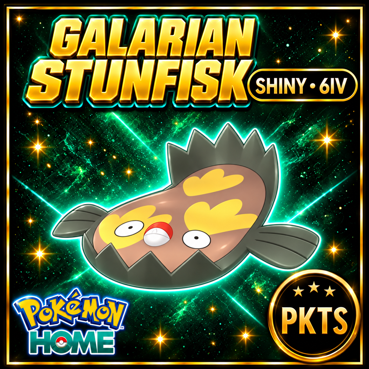 Shiny Galarian Stunfisk Pokémon HOME 6IV Competitive Battle Ready - Image 1