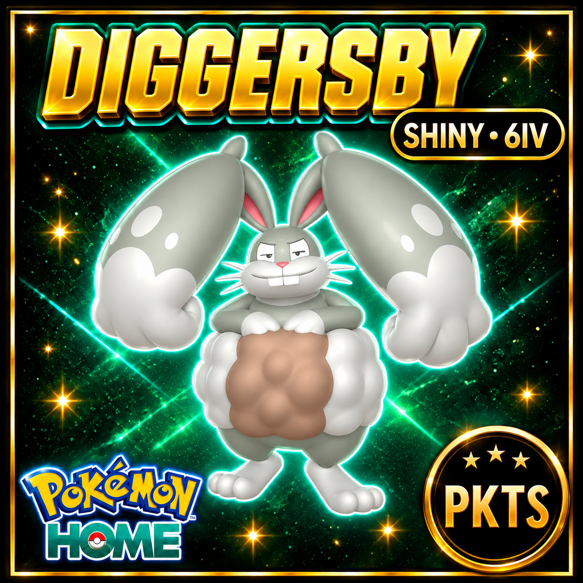 Shiny Diggersby Pokémon HOME 6IV Competitive Battle Ready - Image 1