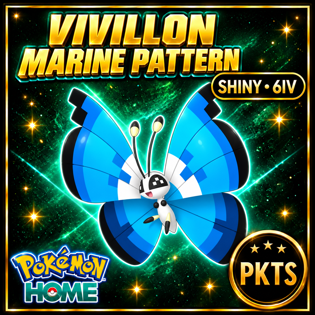 Shiny Vivillon Marine Pattern Pokémon HOME 6IV Competitive Battle Ready - Image 1