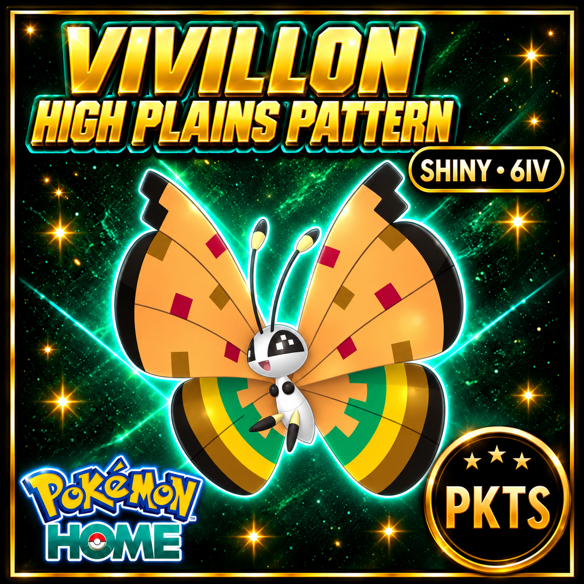 Shiny Vivillon High Plains Pattern Pokémon HOME 6IV Competitive Battle Ready - Image 1