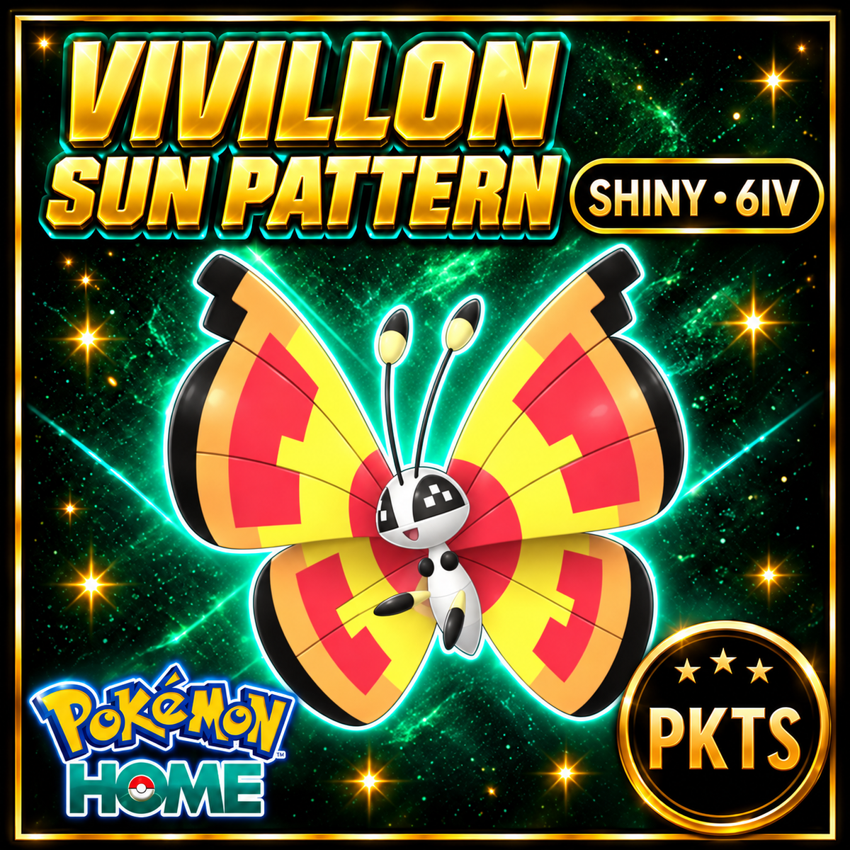Shiny Vivillon Sun Pattern Pokémon HOME 6IV Competitive Battle Ready - Image 1