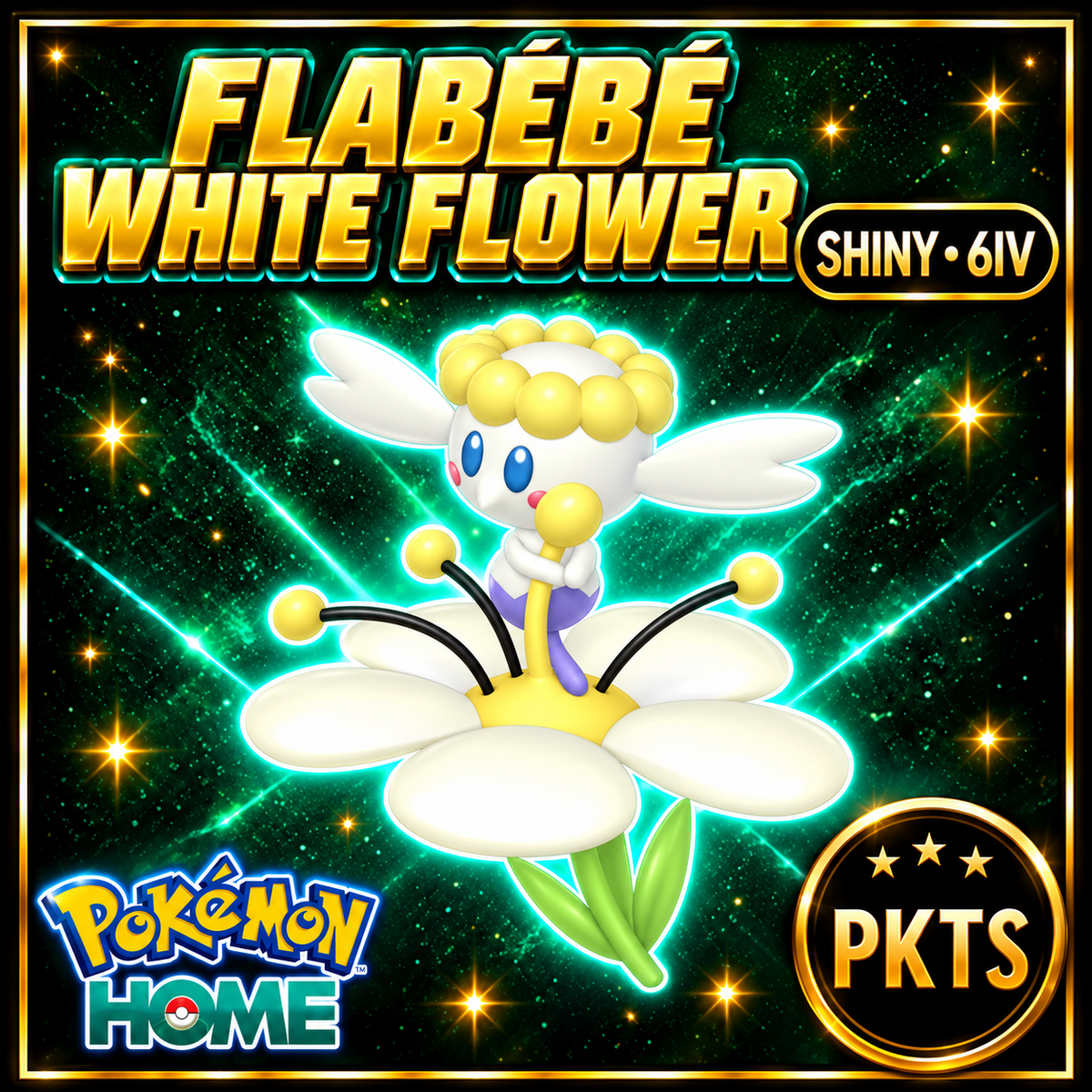 Shiny Flabébé White Flower Pokémon HOME 6IV Competitive Battle Ready - Image 1
