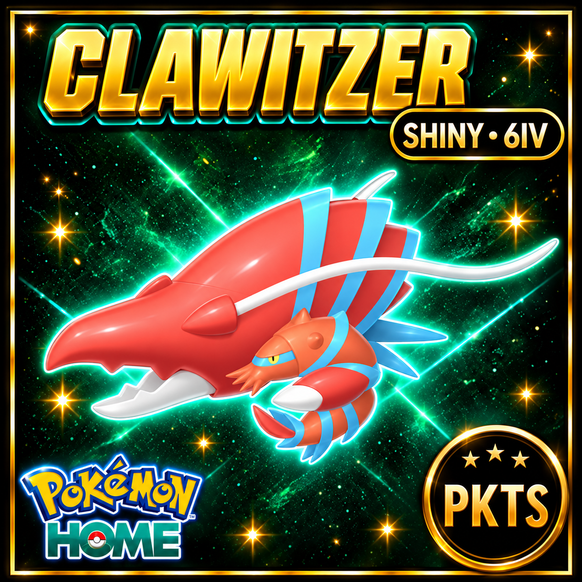 Shiny Clawitzer Pokémon HOME 6IV Competitive Battle Ready - Image 1