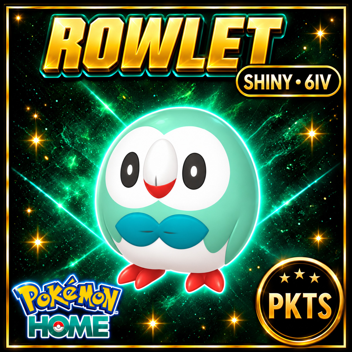 Shiny Rowlet Pokémon HOME 6IV Competitive Battle Ready - Image 1