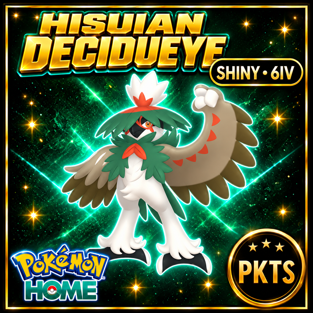 Shiny Hisuian Decidueye Pokémon HOME 6IV Competitive Battle Ready - Image 1
