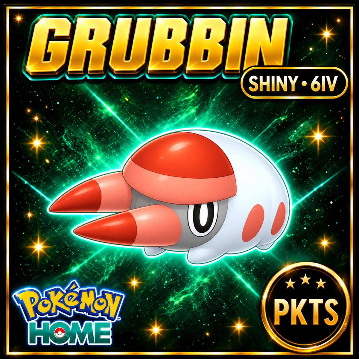 Shiny Grubbin Pokémon HOME 6IV Competitive Battle Ready - Image 1
