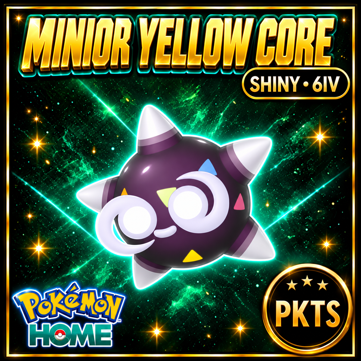 Shiny Minior Yellow Core Pokémon HOME 6IV Competitive Battle Ready - Image 1
