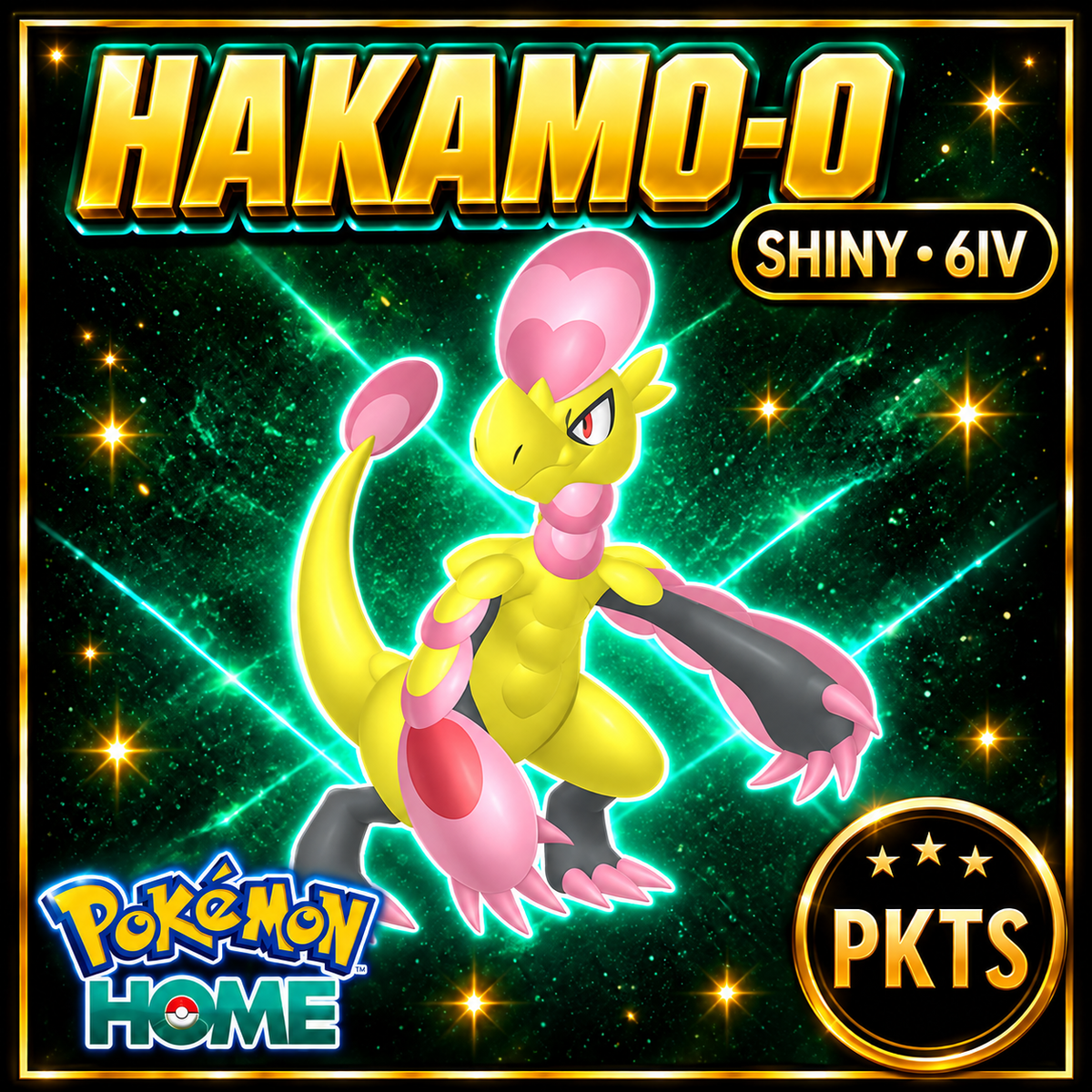 Shiny Hakamo-o Pokémon HOME 6IV Competitive Battle Ready - Image 1