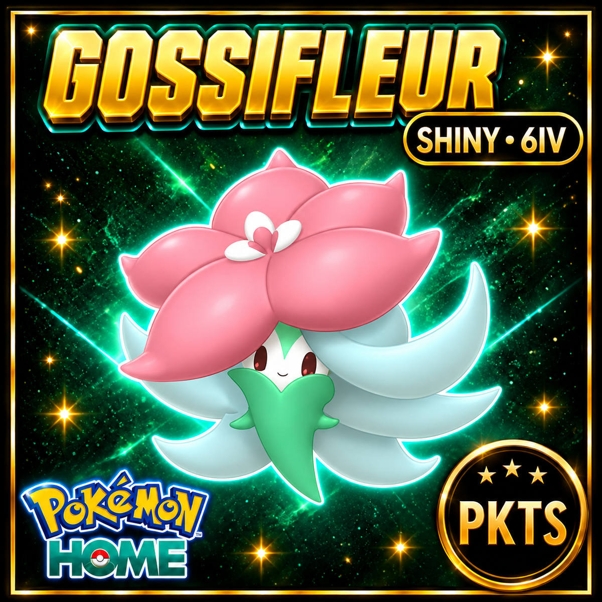 Shiny Gossifleur Pokémon HOME 6IV Competitive Battle Ready - Image 1