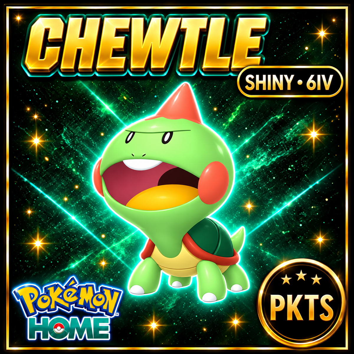 Shiny Chewtle Pokémon HOME 6IV Competitive Battle Ready - Image 1