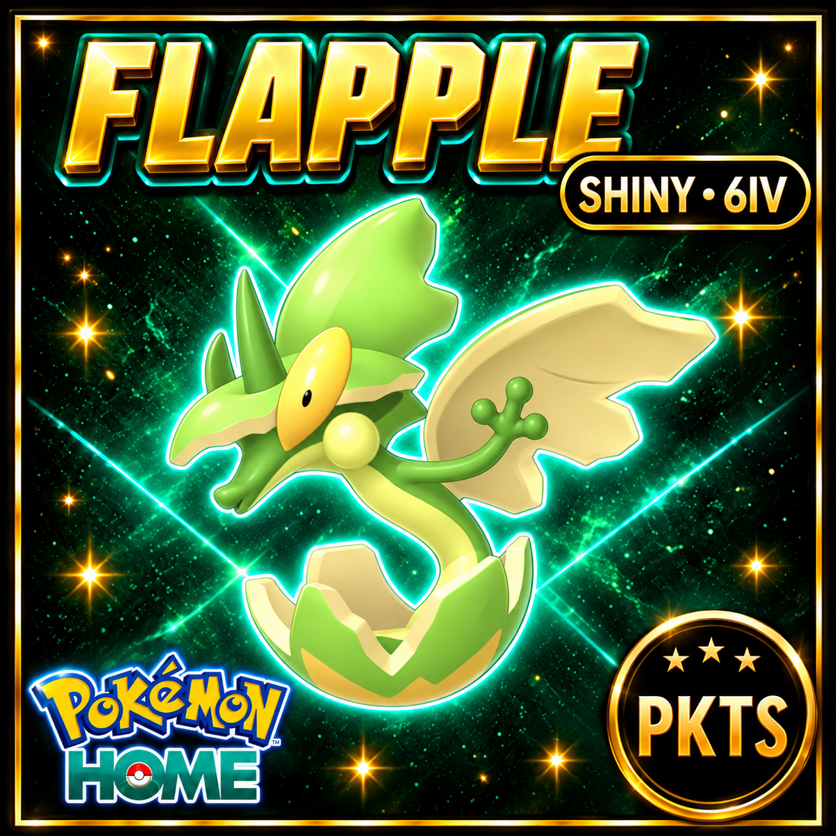 Shiny Flapple Pokémon HOME 6IV Competitive Battle Ready - Image 1