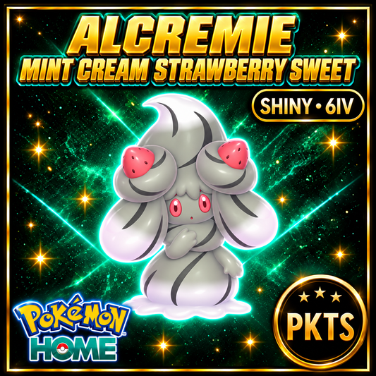 Shiny Alcremie Mint Cream Strawberry Sweet Pokémon HOME 6IV Competitive Battle Ready - Image 1