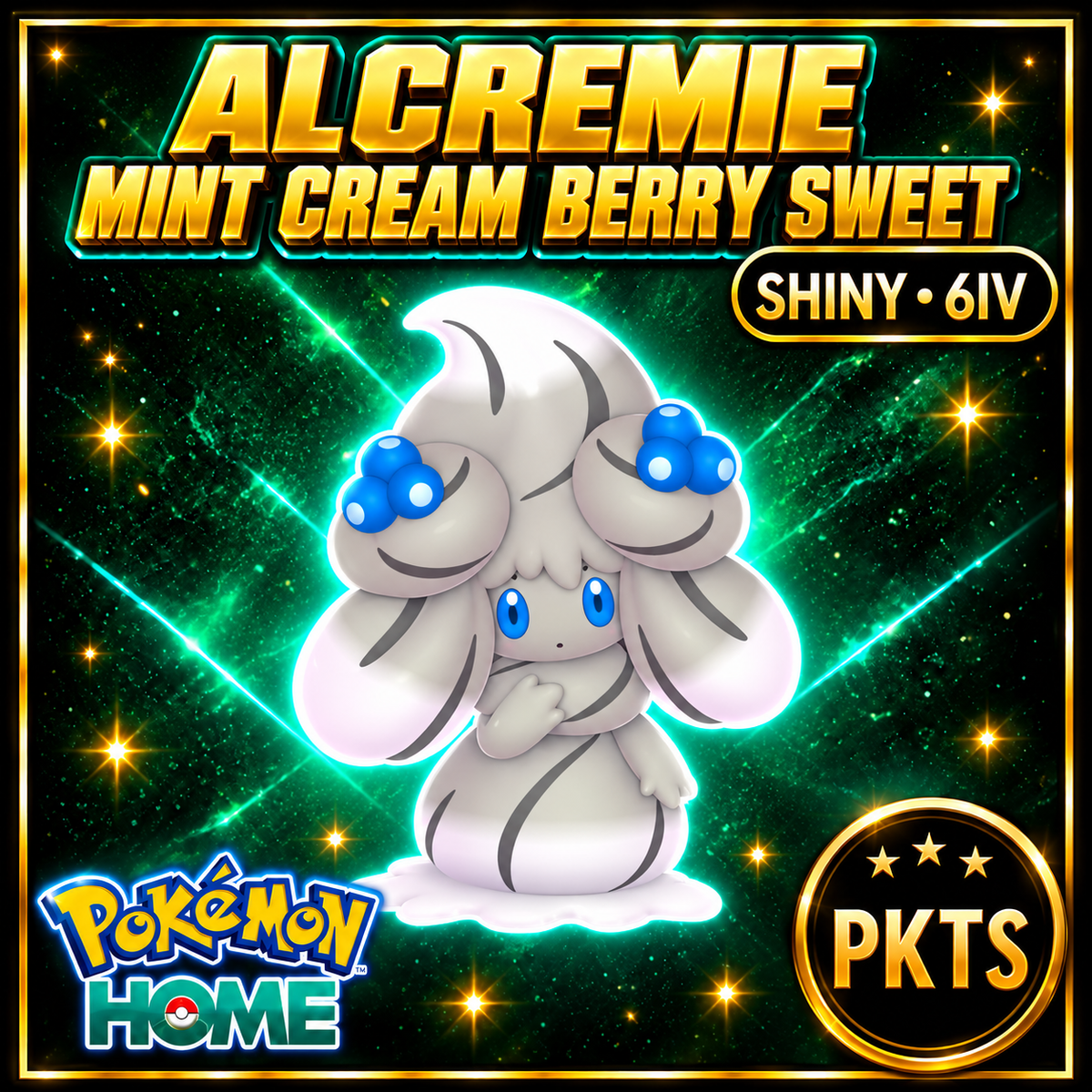 Shiny Alcremie Mint Cream Berry Sweet Pokémon HOME 6IV Competitive Battle Ready - Image 1