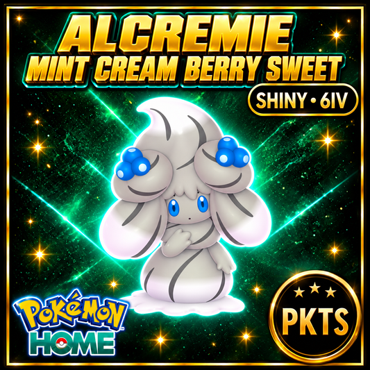 Shiny Alcremie Mint Cream Berry Sweet 6IV Pokémon Scarlet Violet Link Trade | PKTS