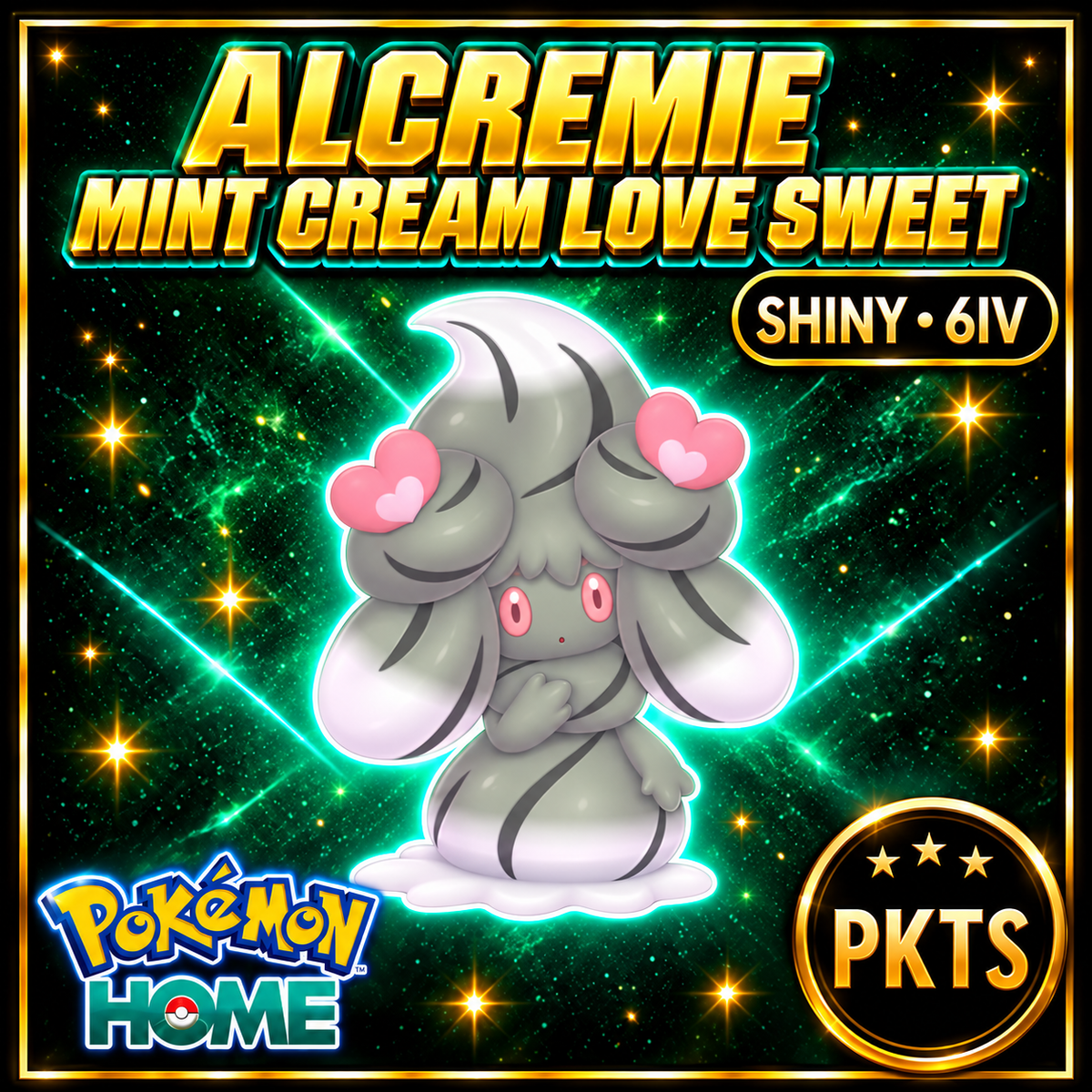 Shiny Alcremie Mint Cream Love Sweet Pokémon HOME 6IV Competitive Battle Ready - Image 1