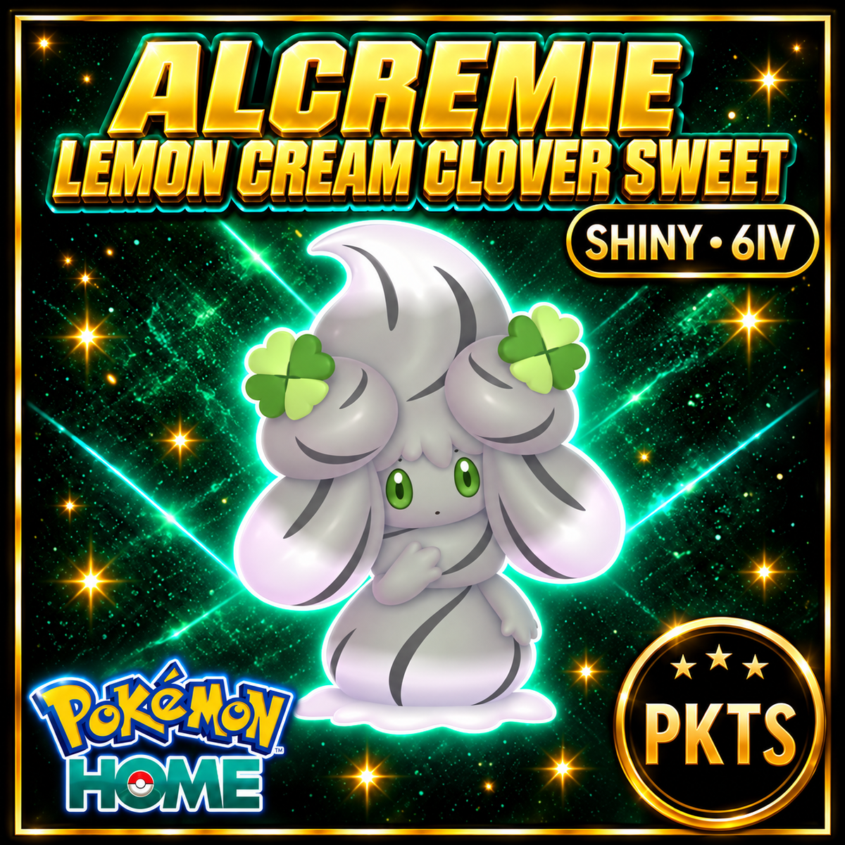Shiny Alcremie Lemon Cream Clover Sweet Pokémon HOME 6IV Competitive Battle Ready - Image 1