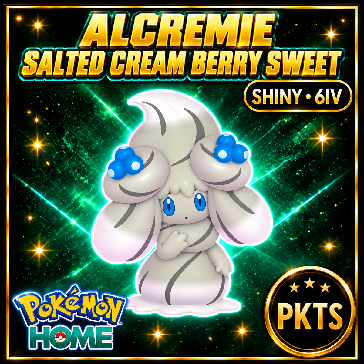 Shiny Alcremie Salted Cream Berry Sweet Pokémon HOME 6IV Competitive Battle Ready - Image 1