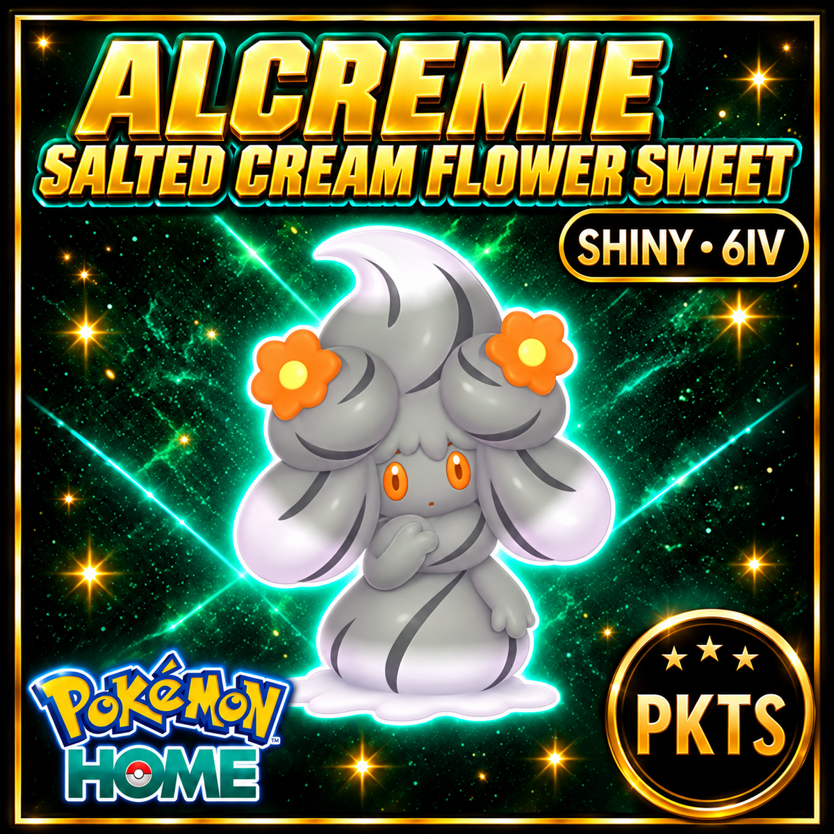 Shiny Alcremie Salted Cream Flower Sweet Pokémon HOME 6IV Competitive Battle Ready - Image 1