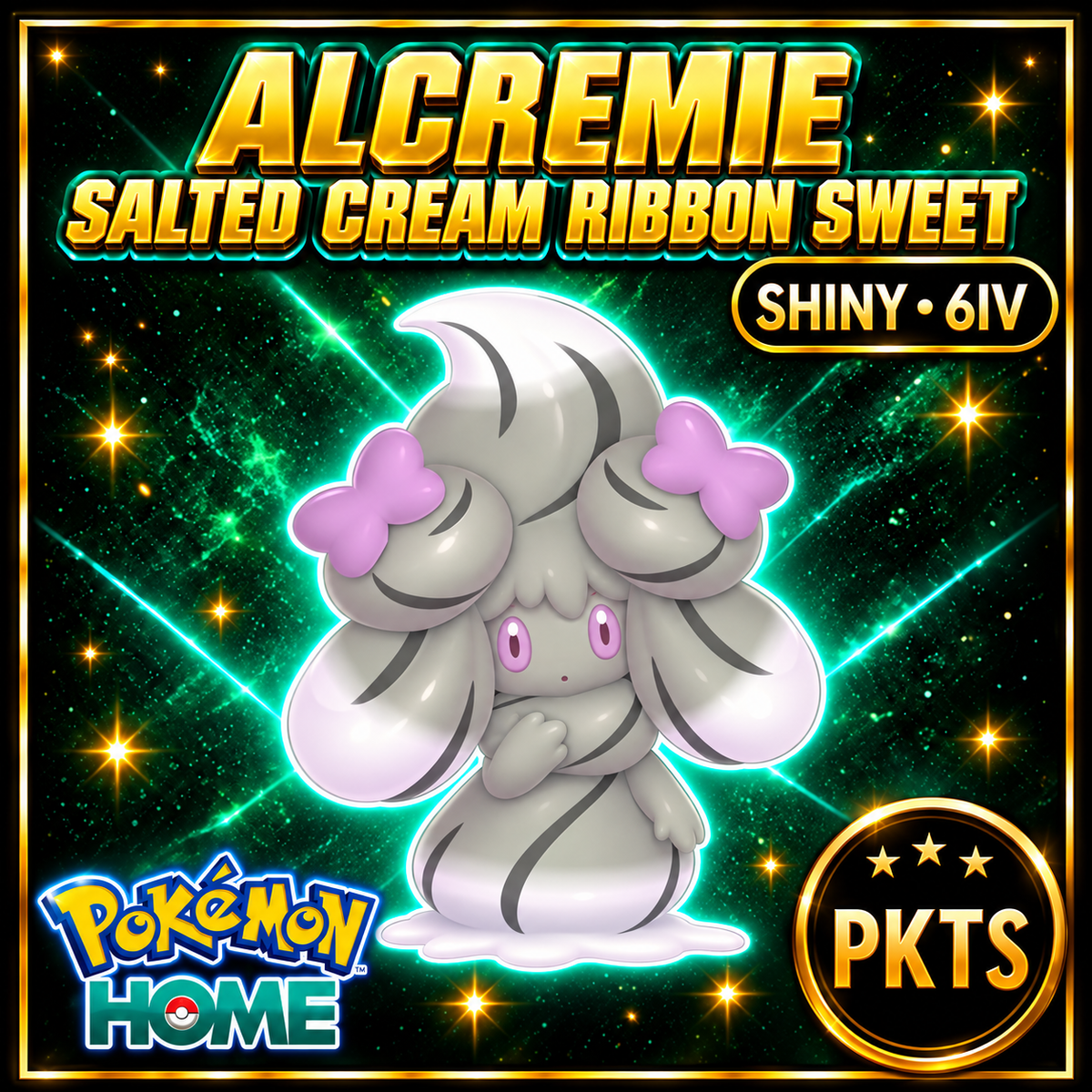 Shiny Alcremie Salted Cream Ribbon Sweet Pokémon HOME 6IV Competitive Battle Ready - Image 1