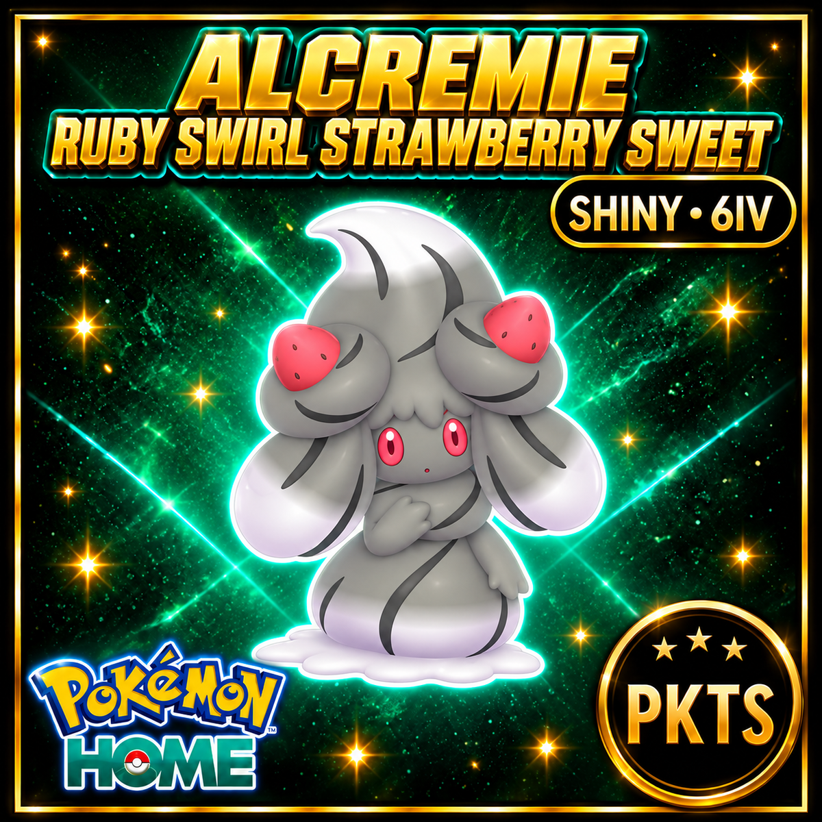 Shiny Alcremie Ruby Swirl Strawberry Sweet Pokémon HOME 6IV Competitive Battle Ready - Image 1
