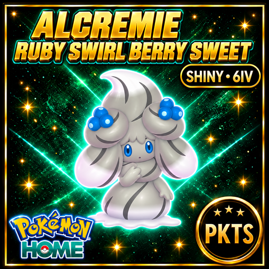 Shiny Alcremie Ruby Swirl Berry Sweet 6IV Pokémon Scarlet Violet Link Trade | PKTS