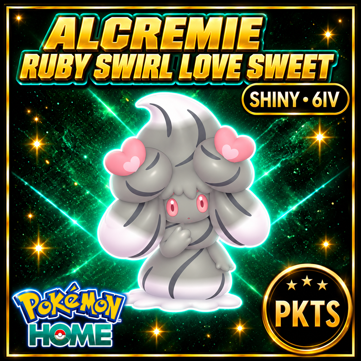 Shiny Alcremie Ruby Swirl Love Sweet Pokémon HOME 6IV Competitive Battle Ready - Image 1