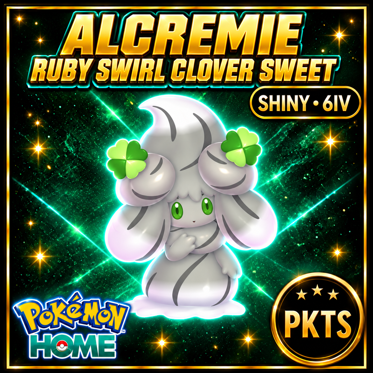 Shiny Alcremie Ruby Swirl Clover Sweet Pokémon HOME 6IV Competitive Battle Ready - Image 1